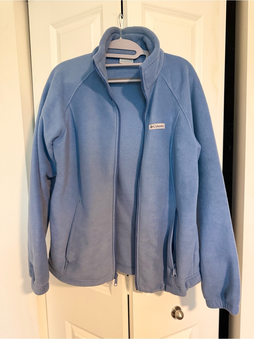 Columbia Light Blue Full-Zip Teddy Fleece Jacket